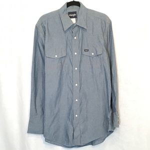 Wrangler Blue Pearl Snap Button Down Cotton Shirt